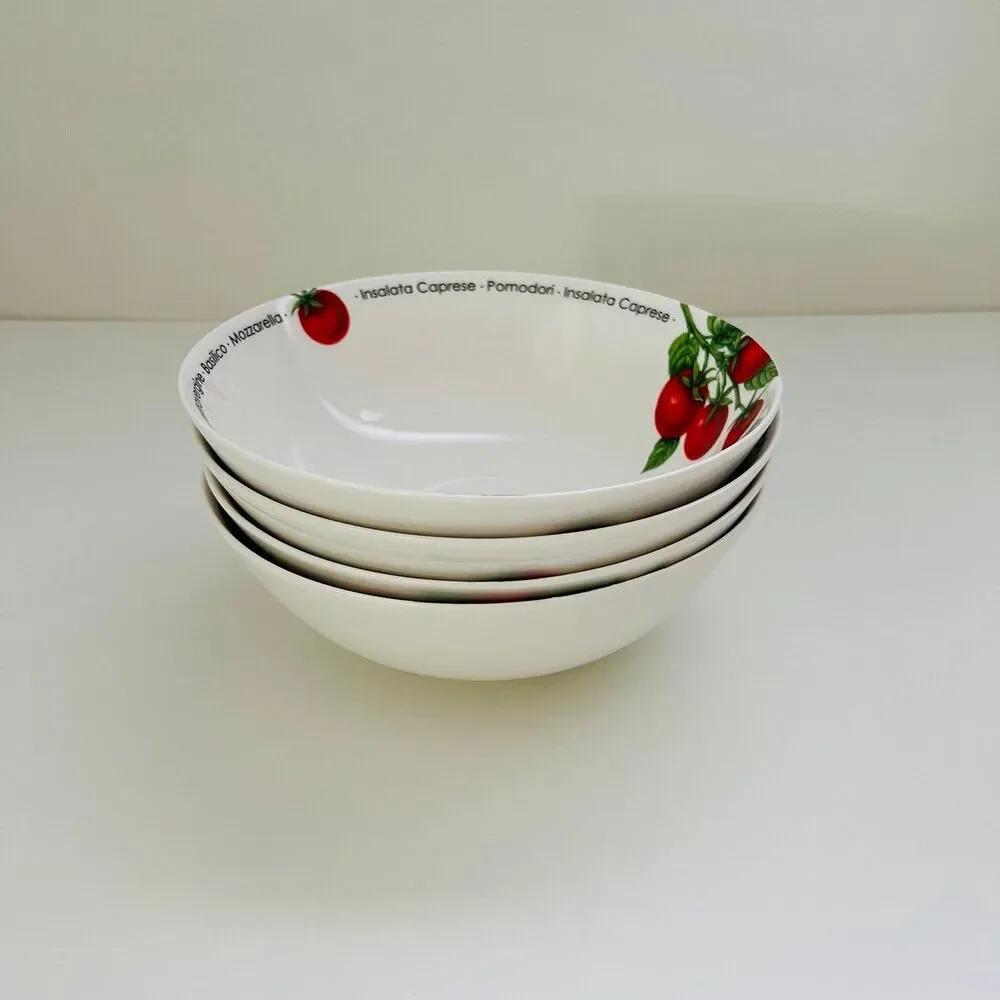 CRATE & BARREL Insalata Caprese Italian Tomato Pasta & Salad Bowls, Set of 4